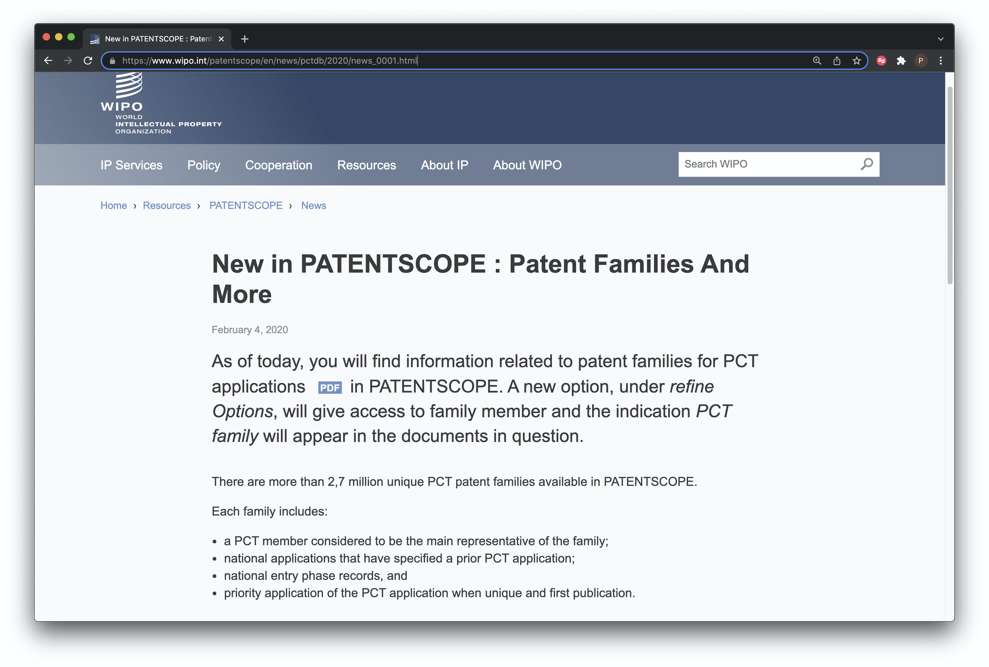 Chapter 8 Patentscope The WIPO Manual On Open Source Patent Analytics   Patentscope Families 2021 12 30 11 21 19 